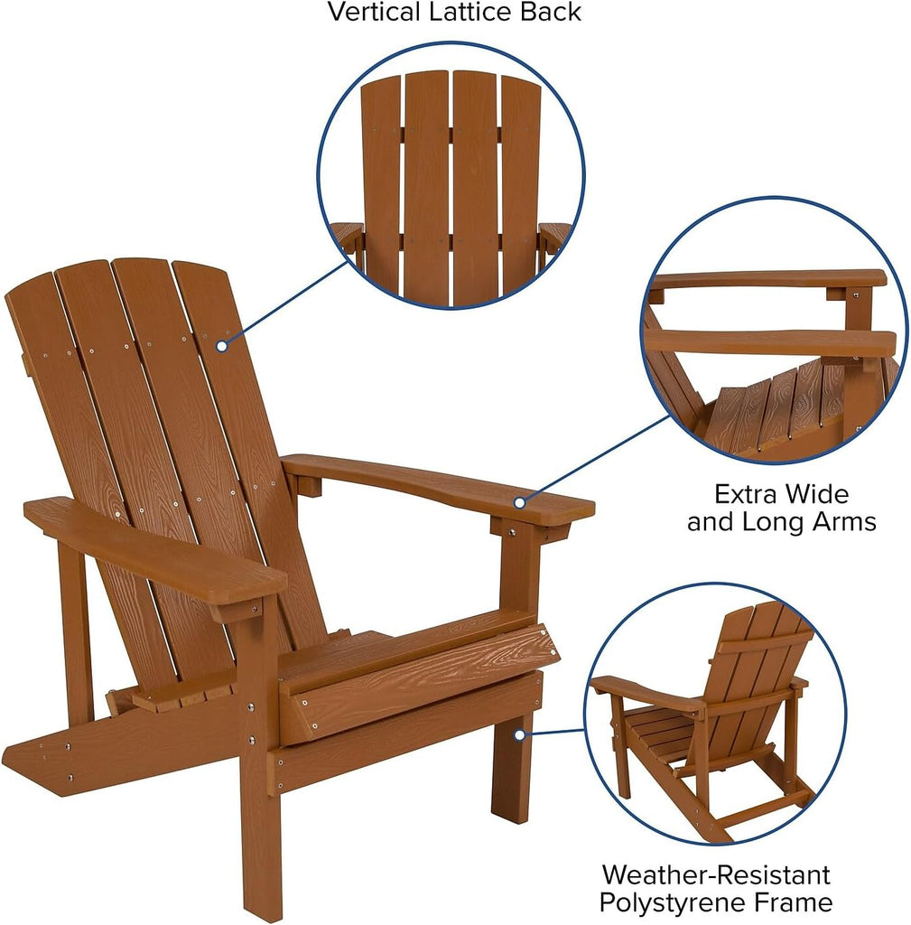 Charlestown Poly Resin Adirondack Chair - Teak - All Weather - Indoor/Outdoor - Set of 2 | All-Weather