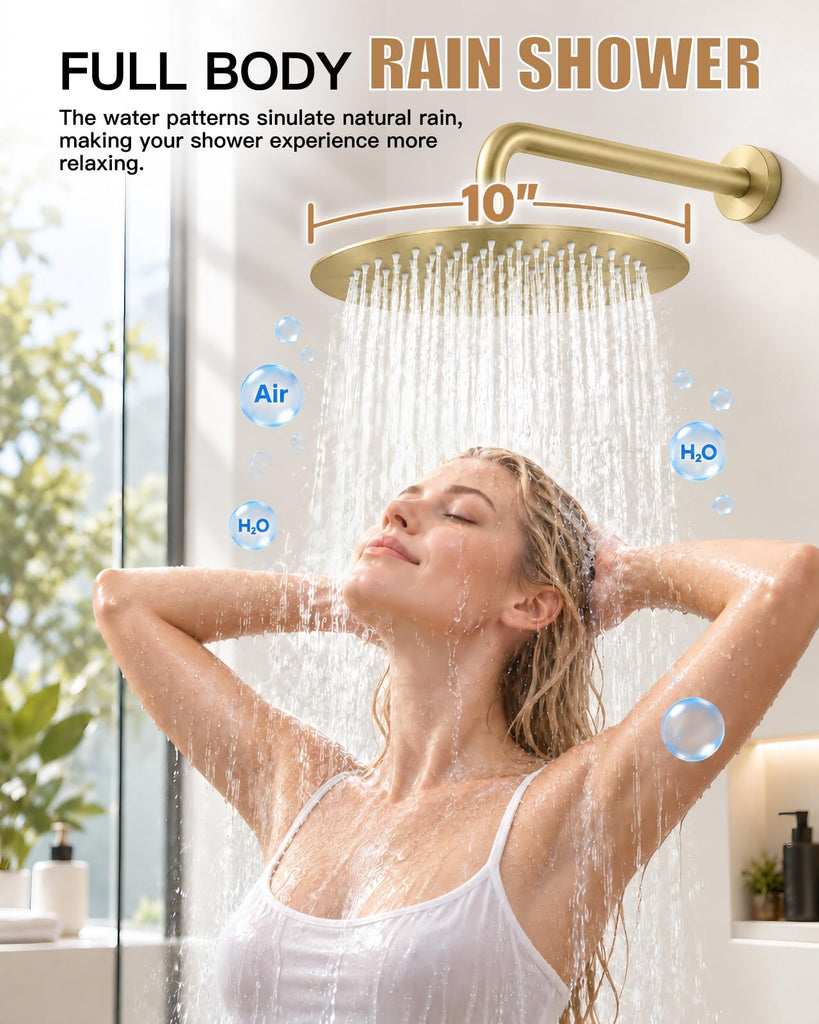 Shower Faucet Set with Rough-in Valve Trim Kit,Brushed Gold