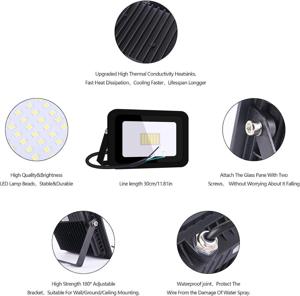 Ultra-Thin 30W Cool White 6000K LED Flood Light Spotlight Led Search Lamp 110V Floodlights for Outdoor Garden Street
