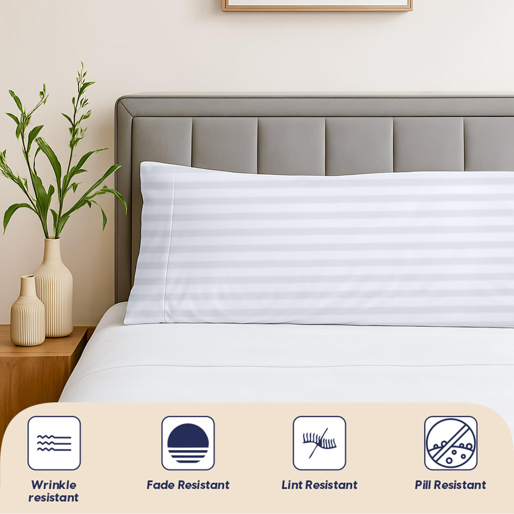 600 Thread Count Body Pillow Case 20X48 inch - 100% Egyptian Cotton - Soft, Breathable & Durable Long Body Pillow