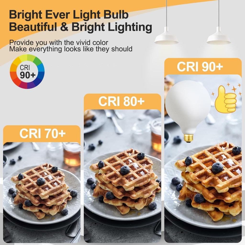 Globe Light Bulbs 60 Watt Replacement for Decorative,Matt White,E26 Dimmable Warm White Large G40(G125) 6Watt(60Watt
