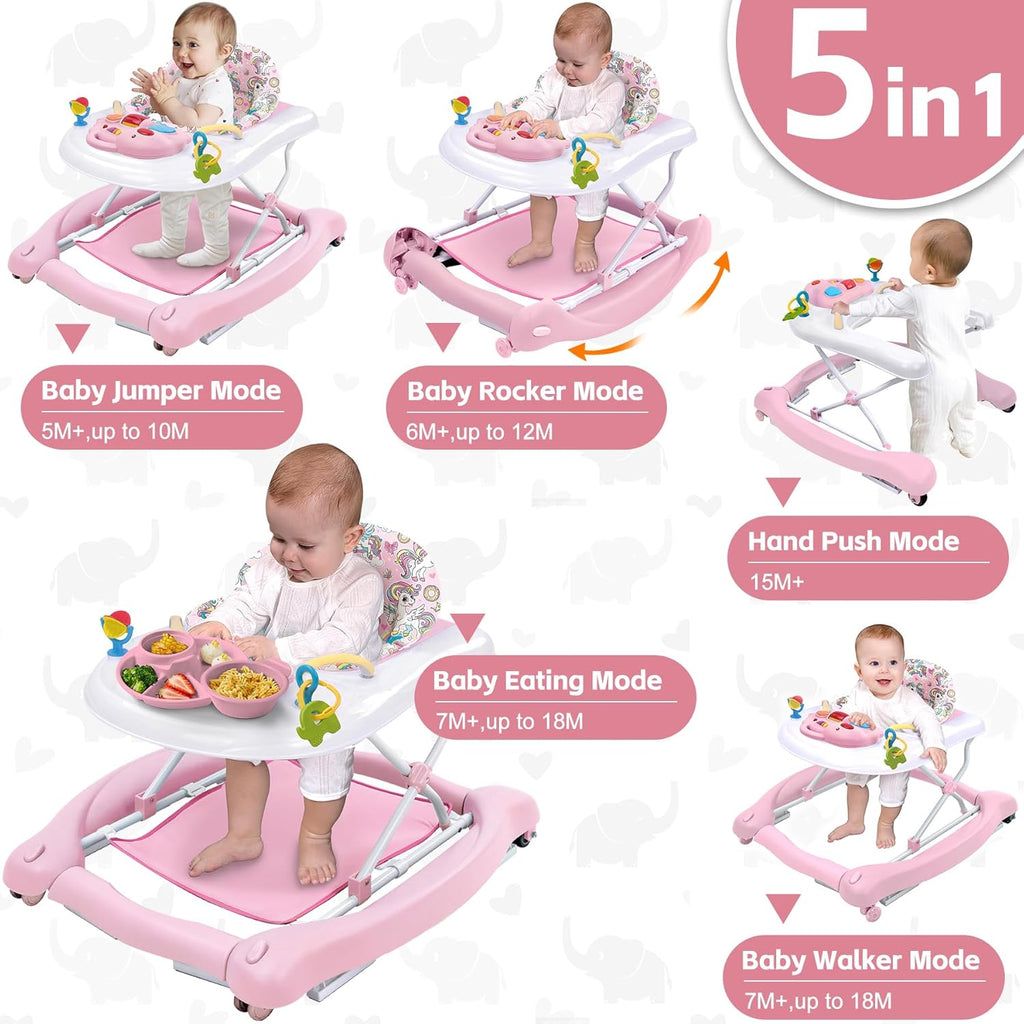 Foldable Baby in-1 Activity Walker - Rocker, Activity Center, Bouncer, Seat Walker, Push Walker - Adjustable Speed