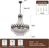 Vintage Crystal Chandeliers for Dining Room Light Fixture, 9-Light Antique Bronze French Empire Chandelier for Foyer Entryway Kitchen Island Bar Living Room, D24 x H27 A108-B0F1MFTPMZ