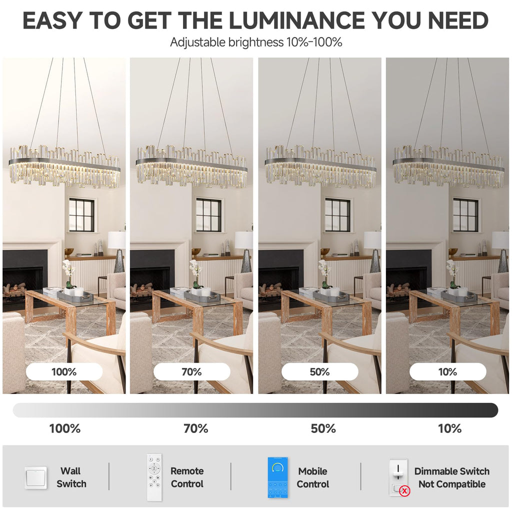 Nickel Led Modern Crystal Chandelier,Rectangle Chandeliers