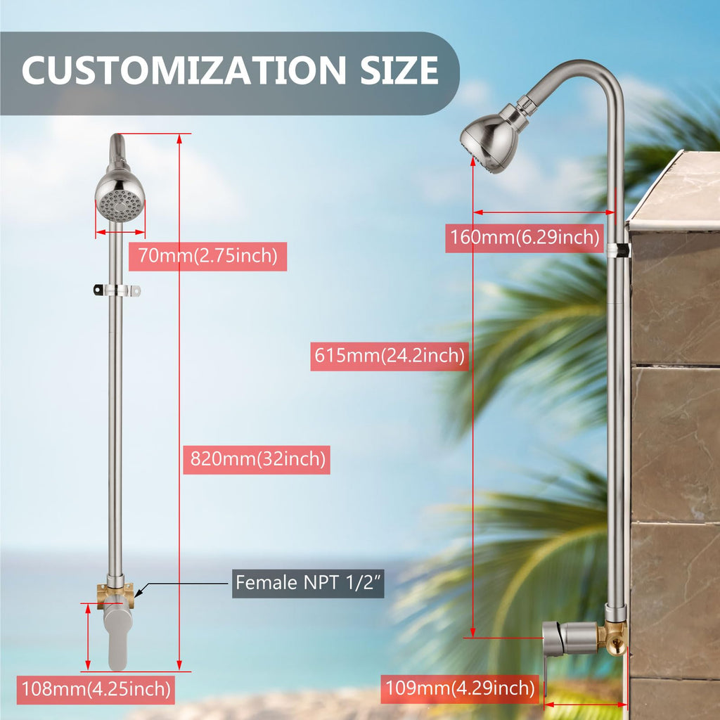 Outdoor Shower Kit,Outside Shower with Single Handle,Brushed Nickel