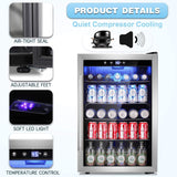 Beverage Refrigerator Cooler - 145 Can Mini Fridge Glass Door for Soda Beer or W