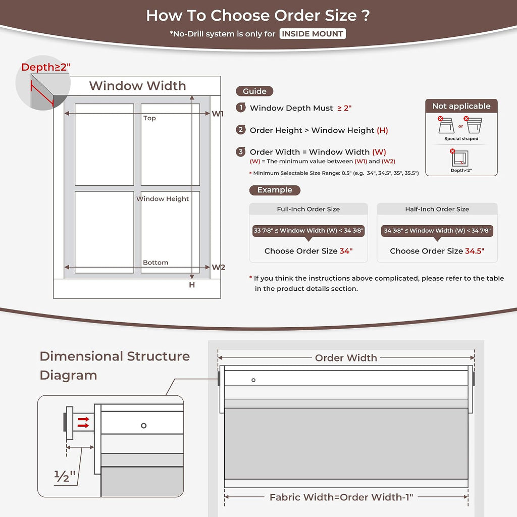 No Drill No Tools Blackout Roller Shades for Windows, (Beige 48 x 48), Renter-Friendly, UV Protection, no-Drill