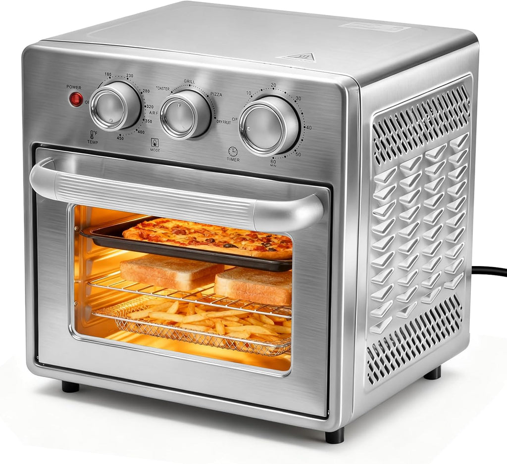 Air Fryer Toaster Oven Combo, 16.9QT Oven Countertop 5 Functions in 1, 4 Accessories Included, Stain