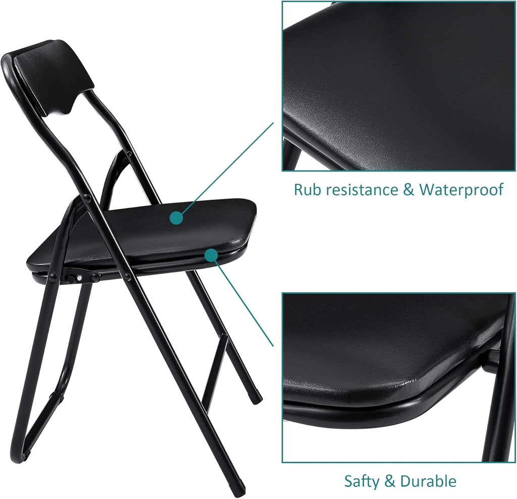 Kids Folding Activity Table and Chairs 5 Piece Set, Portable, with Ultra Soft Padded Cushion, Classic Black