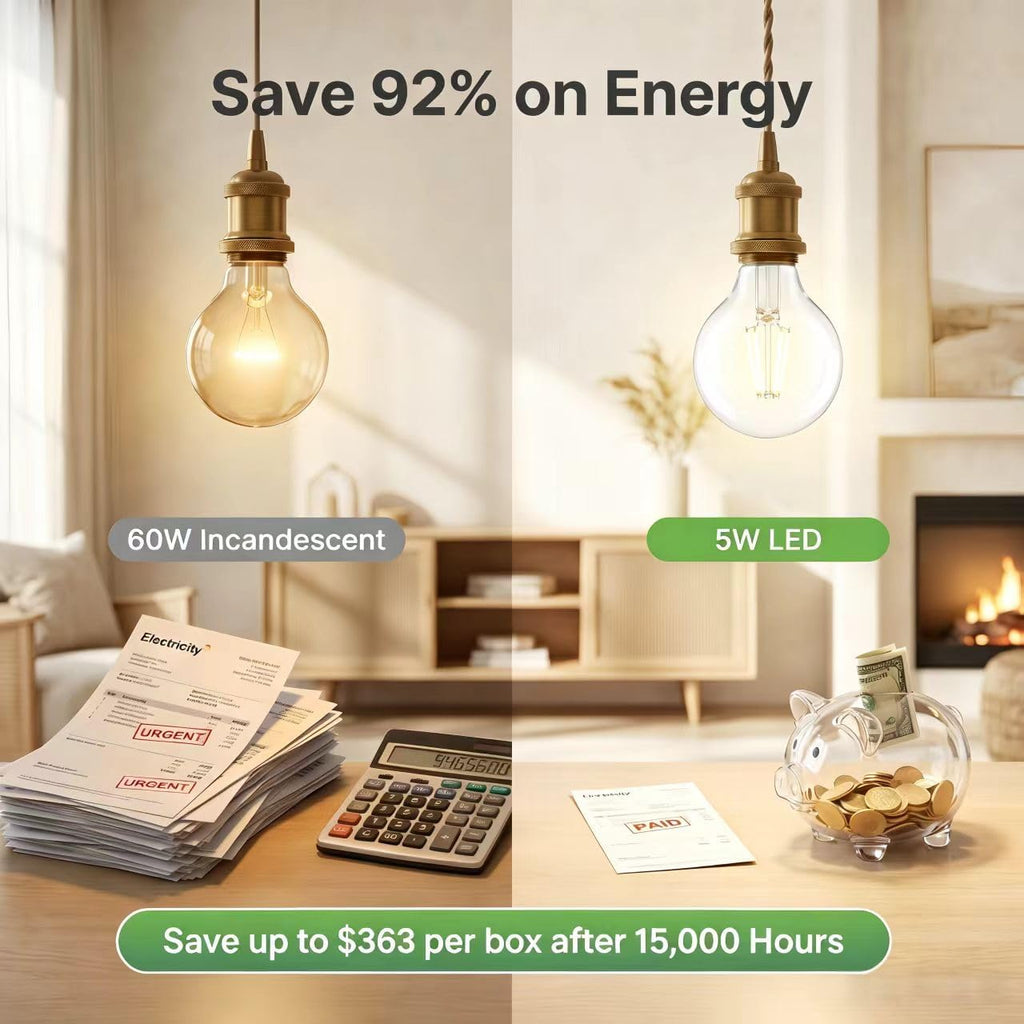 G25 LED Globe Light Bulbs, 60W Equivalent 500 Lumens, E26 Base Dimmable 2700K Soft Warm White, CRI 90+ Edison Vanity