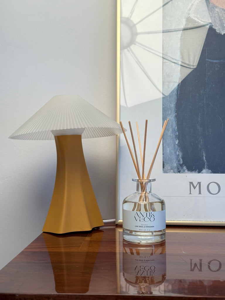 Lime Basil & Mandarin Reed Diffuser - Citrus & Herbal Diffuser 6.7 fl oz - 8 Rattan Sticks - Premium Aromatherapy Oil