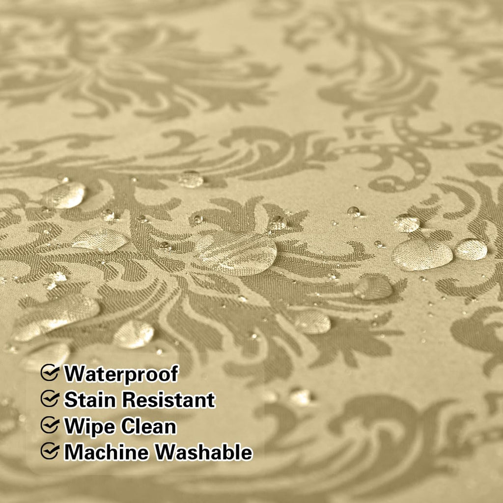 Jacquard Tablecloth Rectangle 60 x 120 Inch, Gold