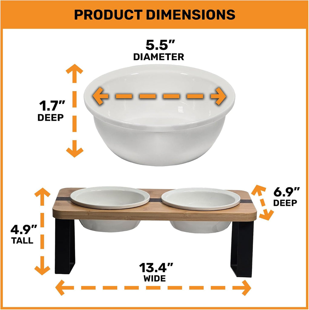 Elevated Cat Bowl Stand for Food and Water - Anti-Vomit Raised Feeding Station with Tilted Stand - Removable Round