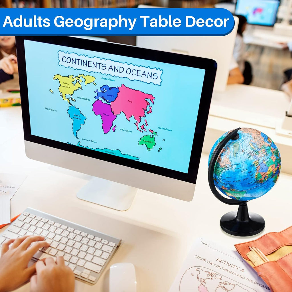 World Globe for Kid 4.6'' Earth Globes with Black Stand - Set of 6