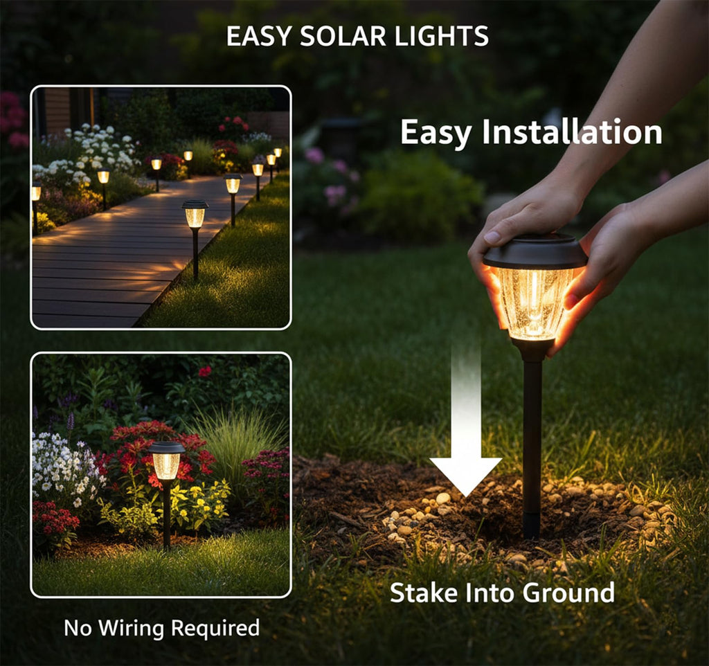 Solar Pathway Lights Outdoor, 6 Pack 2-Mode Solar Garden Lights