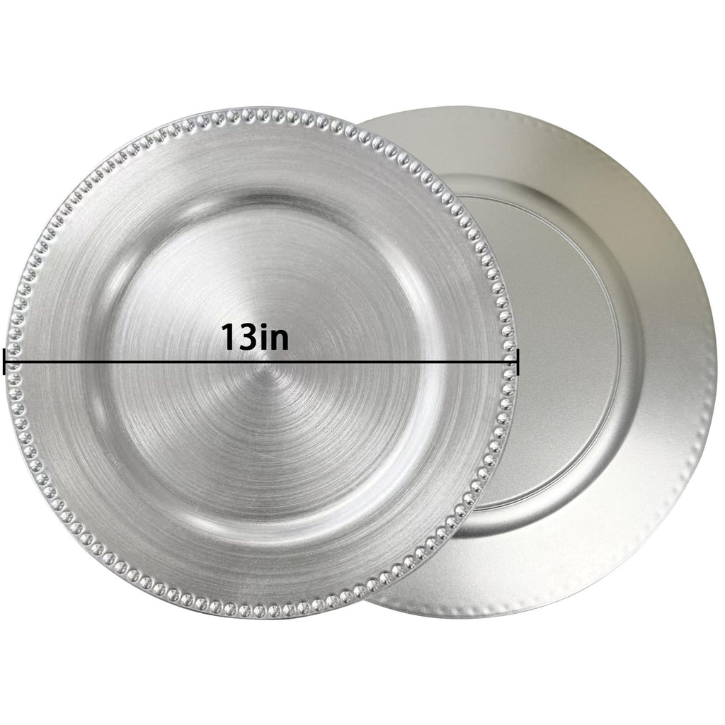13" Silver Charger Plates 10 PACK,Silver Chargers for Weddings Christmas