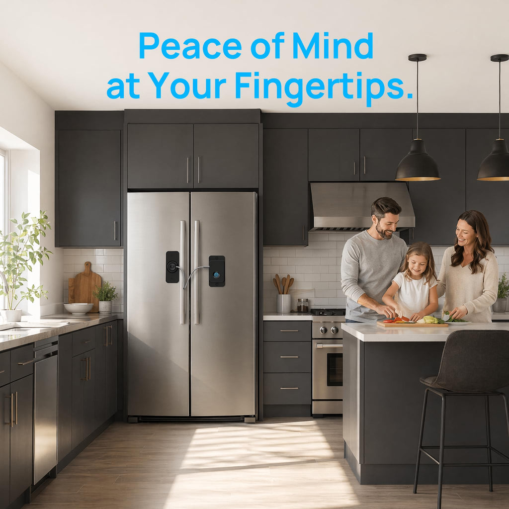 Fingerprint Fridge Refrigerator Lock, Child & Pet Proof Security for Drawers, Cabinets, Toilet, 90 Degree Cable