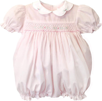 Baby Girls' Hand Embroidered Smocked Bubble Romper