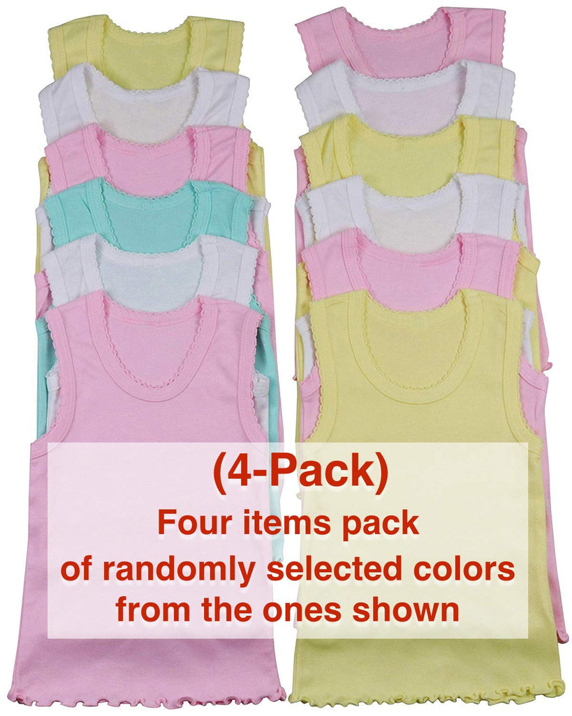 Girls' 4 Pack Ruffle Hem Tank Tops - Pastel