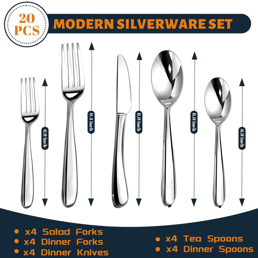 Silverware Set for 12, Heavy Duty Stainless Steel Silverware Set, 60 Piece