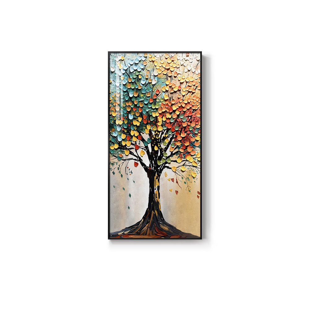 Large Framed Vertical Tree of Life Wall Art, 30x60 In