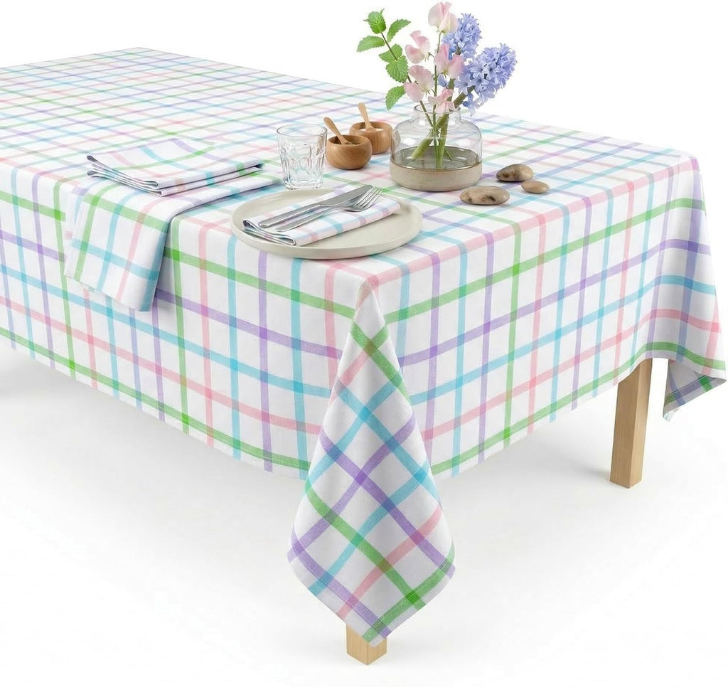Cotton tablecloth - Multi Pastel Stripes