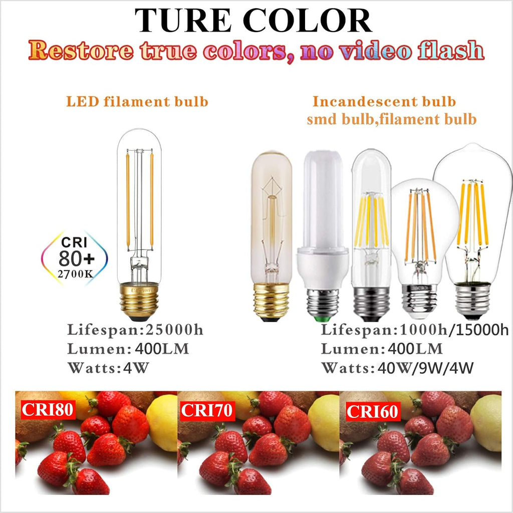 T10 Led Bulb,Dimmable,E26 Led Bulb 40w,Warm White 2700K,Clear