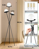 3 Globe Dimmable Tripod Floor Lamp, Mid Century Tree Floor Lamps with 3Pcs 3000K Bulbs Included