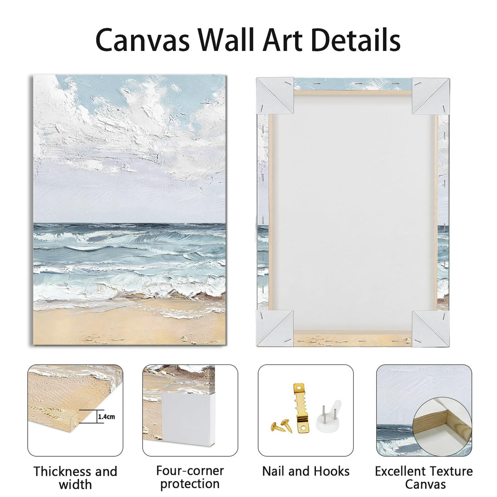 Abstract Seascape Beach Canvas Wall Art Prints 16"x24"x3