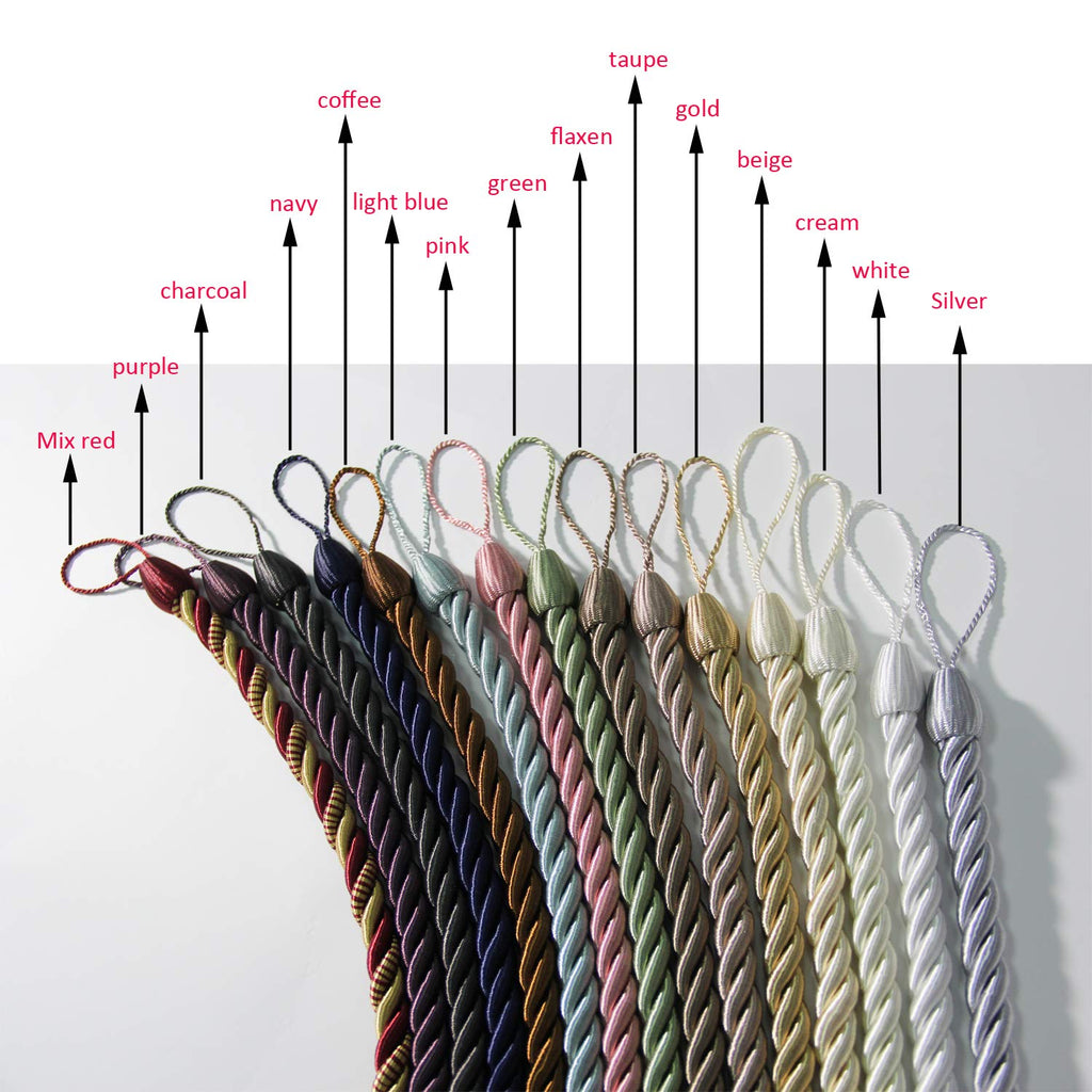 Curtain Tiebacks Ropes Tie-Backs,Handmade Holdbacks(Beige,2P)