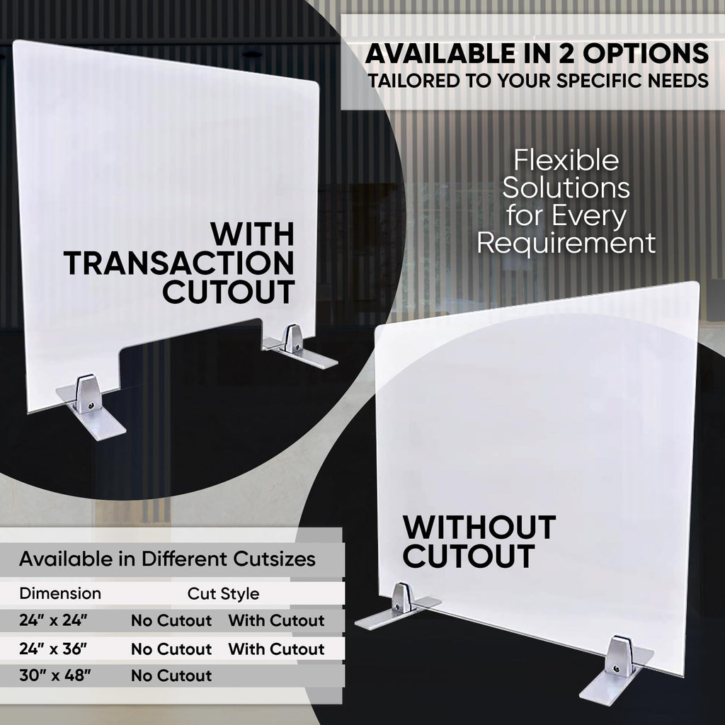 Plexiglass Table Top Sneeze Guard - Desk Divider for Students, Office, Transactions - Acrylic Shield | (24" x 36"
