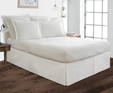 Bed Skirt Queen Size 100% Cotton Blend Fabric, Tailored Fit 1pc Bedskirt Queen Size 12" Drop Length Silver Solid
