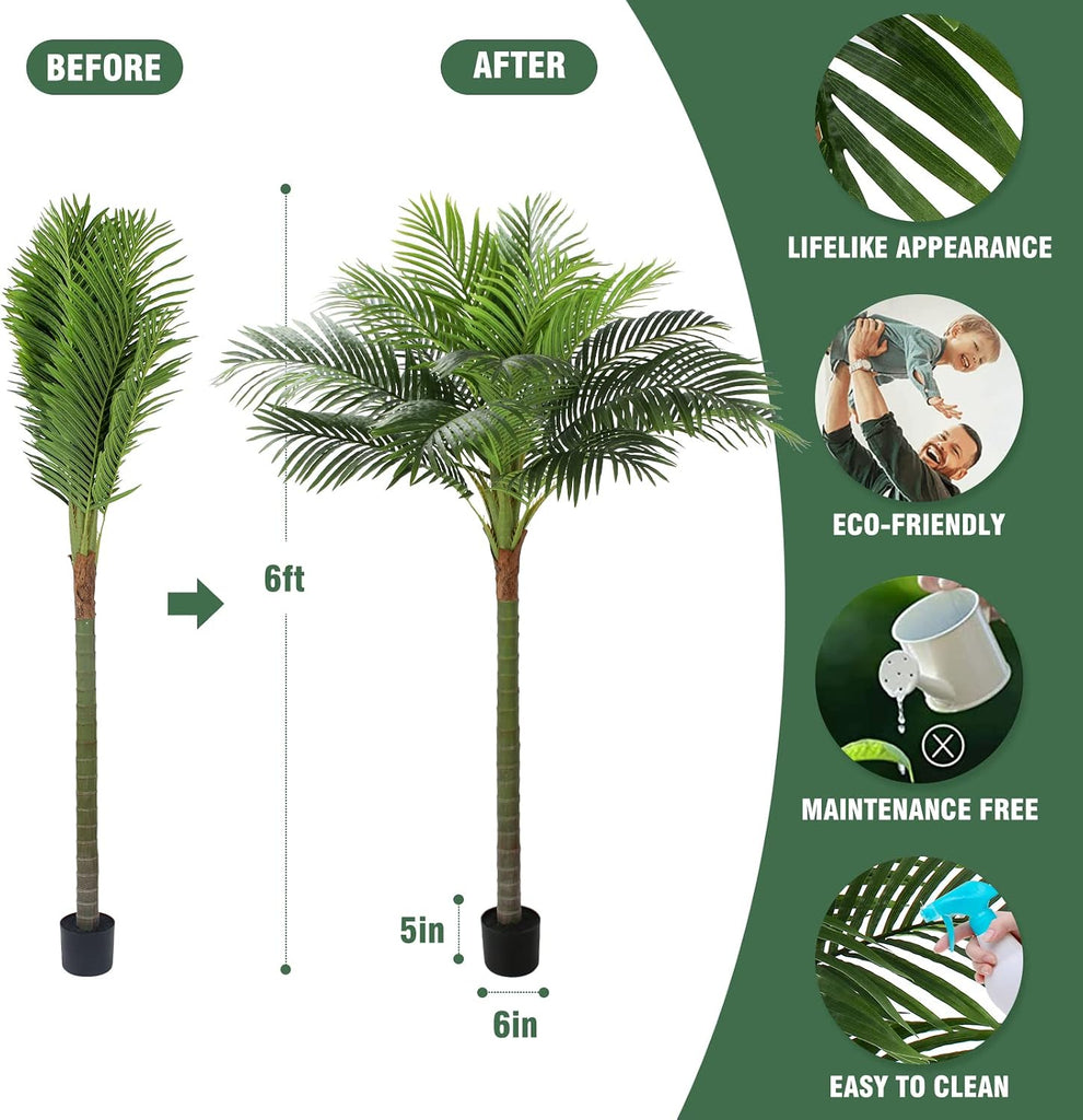 Palm Tree Artificial Tropical Plant 6FT Tall Faux Plants Indoor Fake Floor Plants Decorative Palm Tree House Large