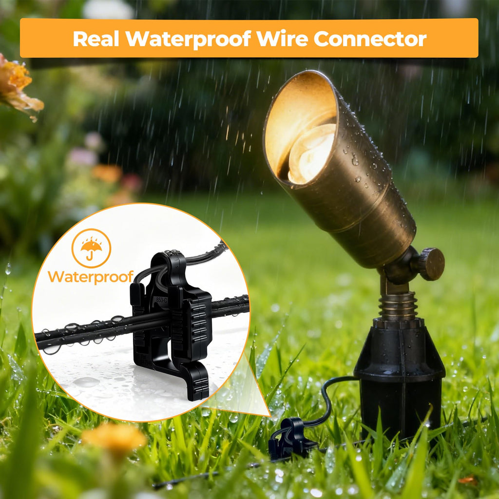 Low Voltage Wire Connector for Landscape Lighting, Waterproof Quick Connectors Compatible with 10/12/14/16/18 Gauge