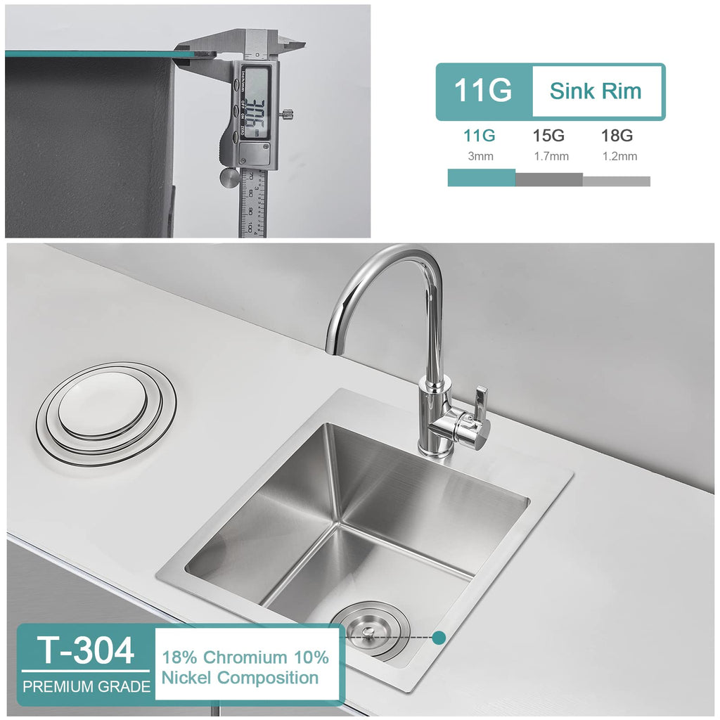 Small Drop Sink - 13"×15" Single Bowl Undermount Sink