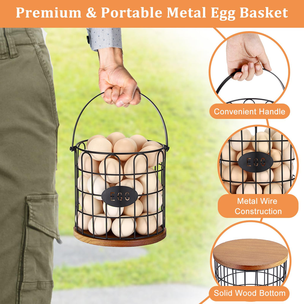 Egg Basket for Gathering Fresh Eggs, Wire Egg Basket-Straight Style