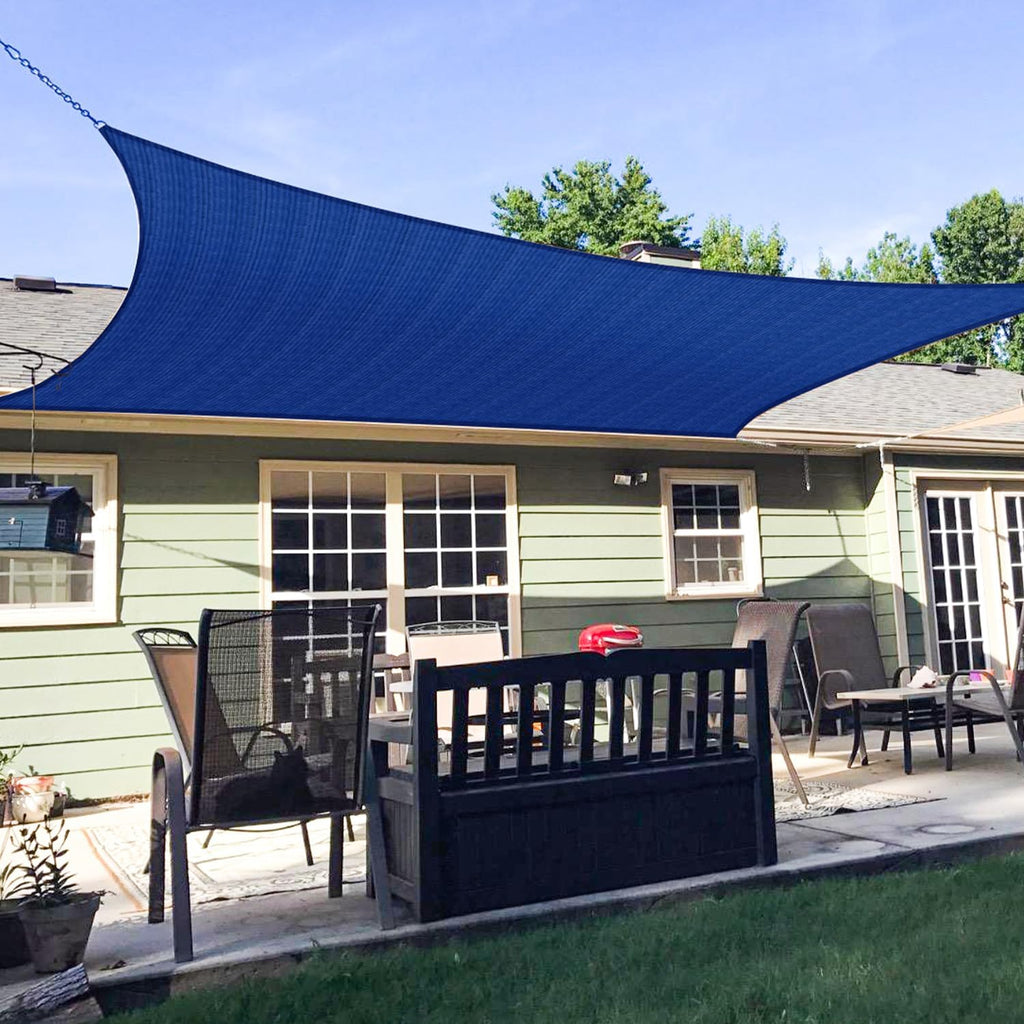 Sun Shade Sail 10' x 12' Rectangle Canopy UV Block Sunshade Permeable Sunlight Shelter Backyard Lawn Garden Outdoor