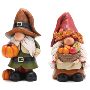 Fall Pumpkin Figurines, Thanksgiving Decorations, Set of 2