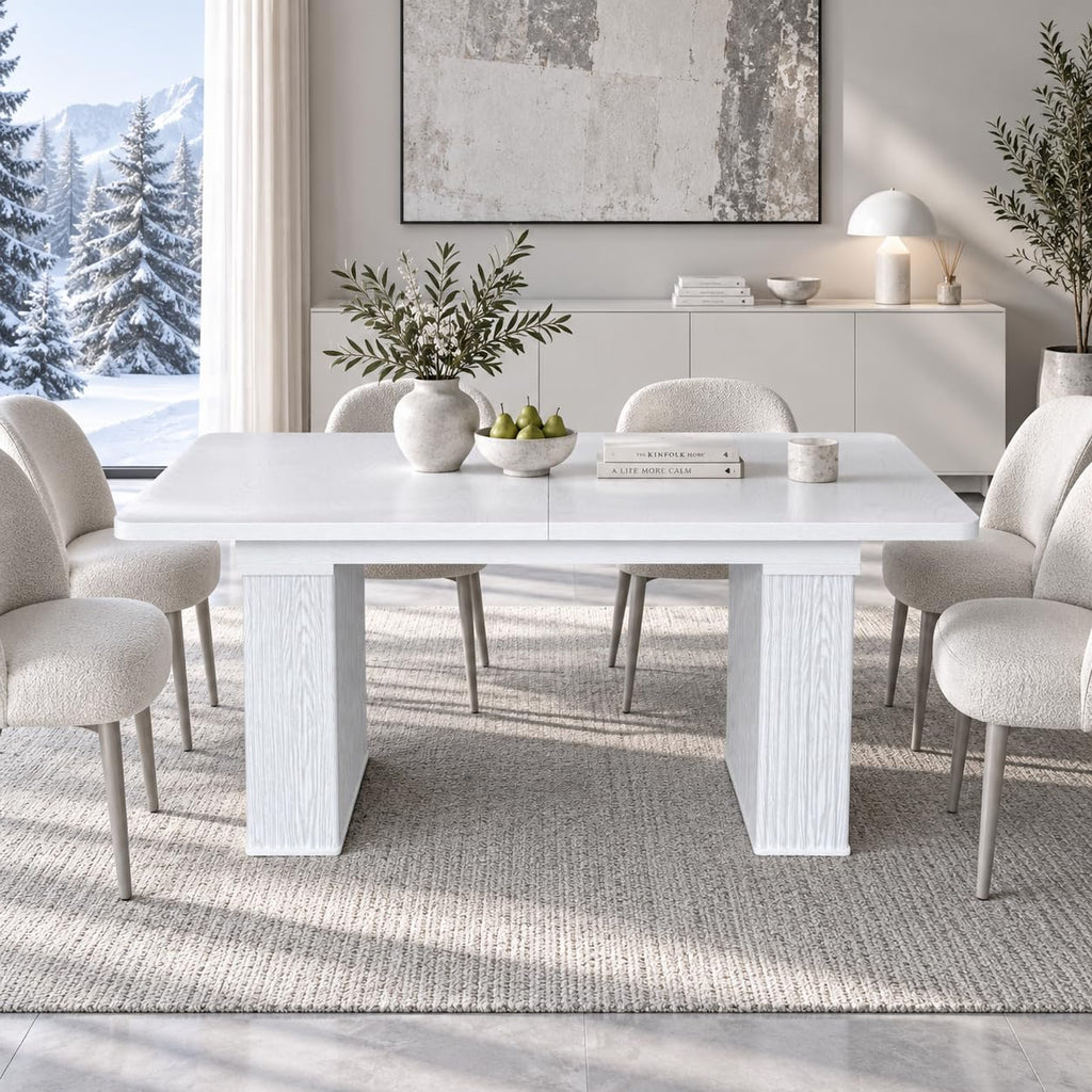 63-78" Modern Farmhouse Extendable Dining Table for 4 6 8, White