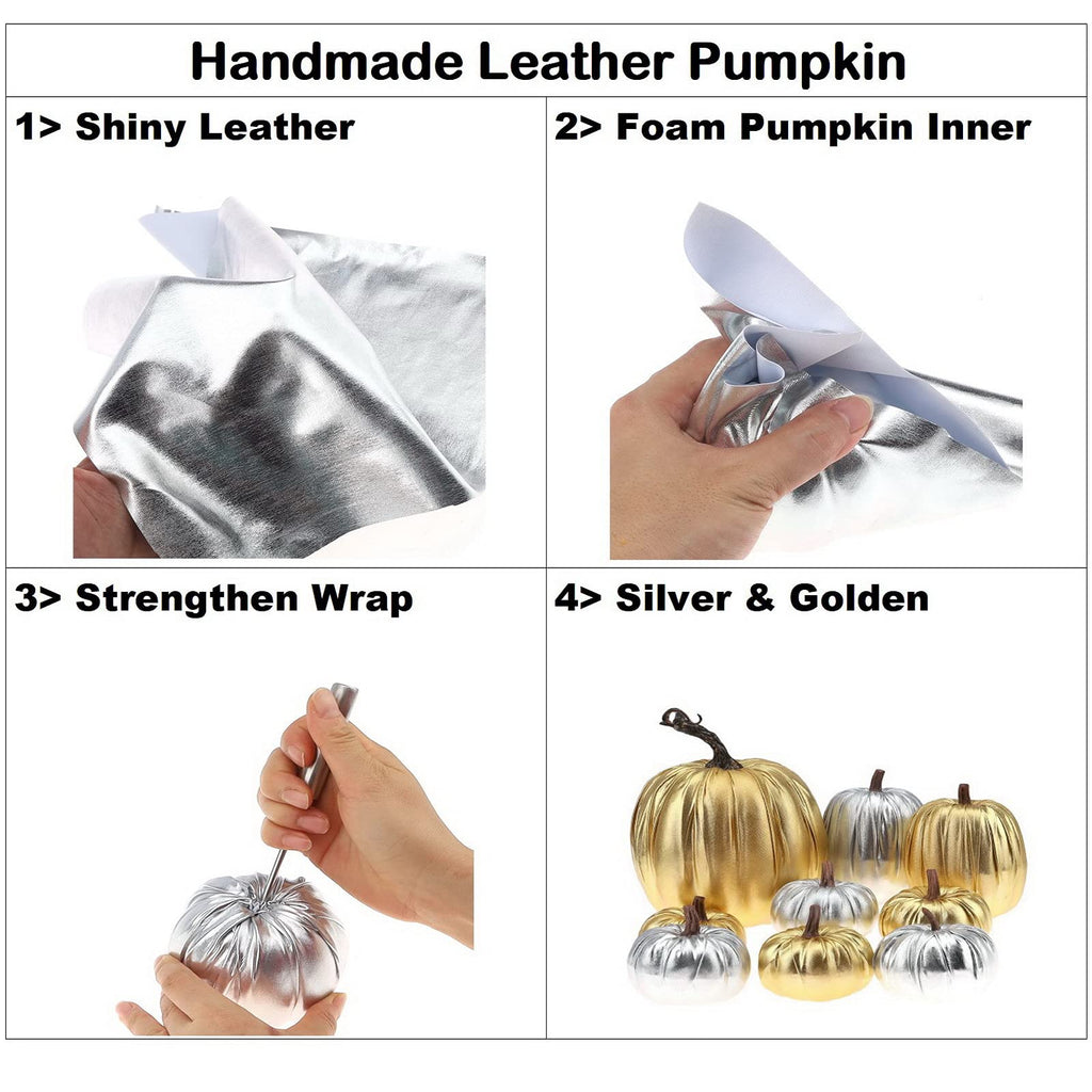 8 Pcs Fake Gold Leather Pumpkins Artificial Pumpkin Decoration