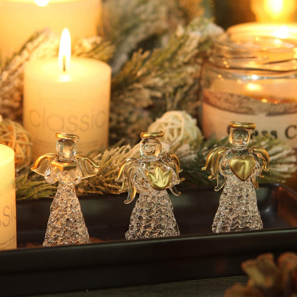 Christmas Angel Ornaments Set, Crystal Ornaments - Set of 12