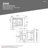 Walk In Tub 46'' x 26" in Biscuit Color, Therapeutic ADA Compliant Tub, Slip-Resistant with a Safe Reach Grab, Quick