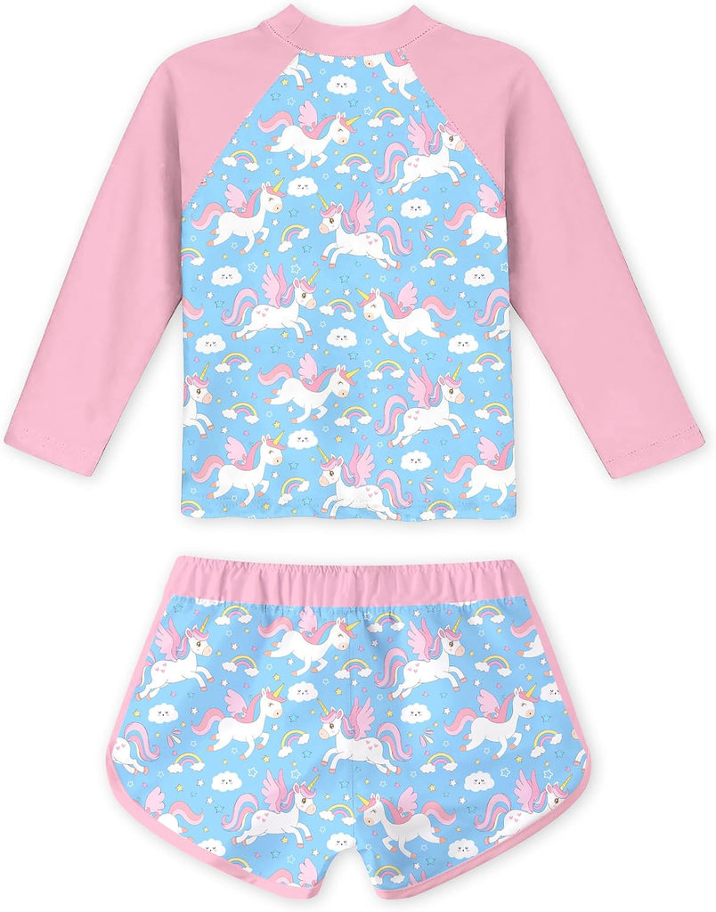 Girls Rash Guard Two Pieces Long Sleeve Swimsuit Sets