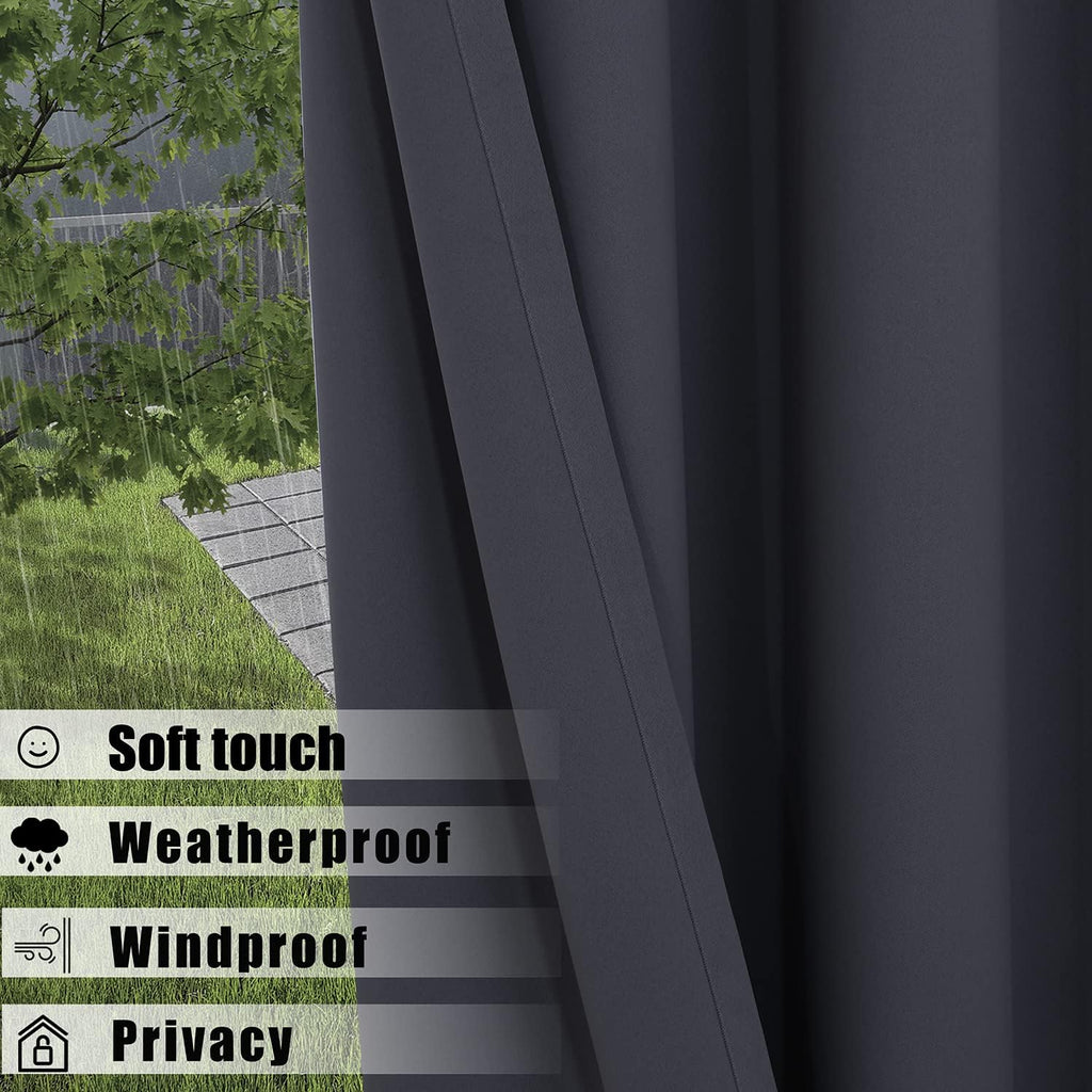 Waterproof Indoor/Outdoor Curtains Thermal Insulated | Sun Blocking Weatherproof Blackout Curtains /Porch/Living