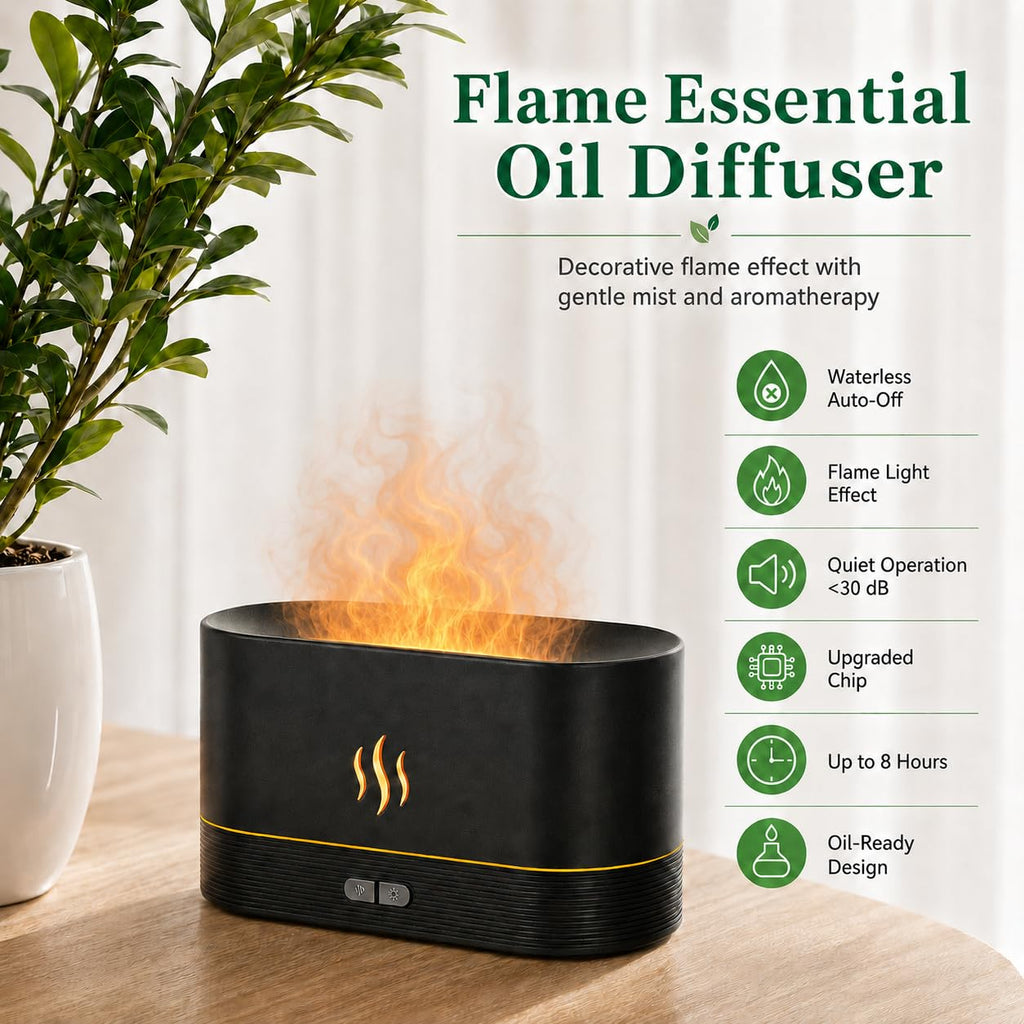 Flame Air Diffuser Humidifier, Essential Oil Diffuser with Fire Mist Effect, Ultrasonic Aroma Diffuser, 2