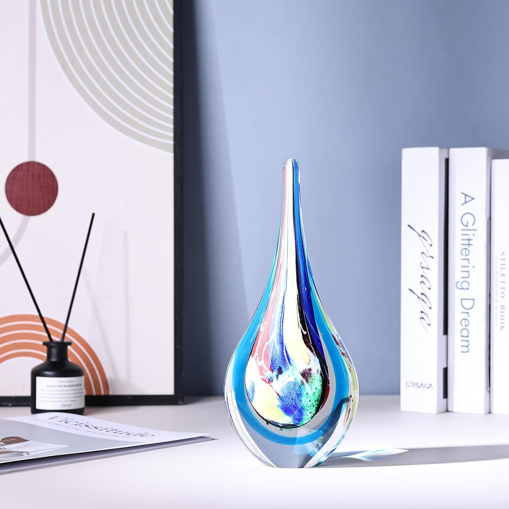 Hand Blown Glass Sculpture, Unique Mediterranean Style Decor, with Crystal-Like Finish, Decorative
