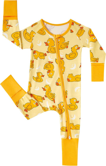 Bamboo Viscose Baby Footies with Mitten Cute Prints Long Sleeve Romper Jumpsuit Toddler One-Piece Outfits