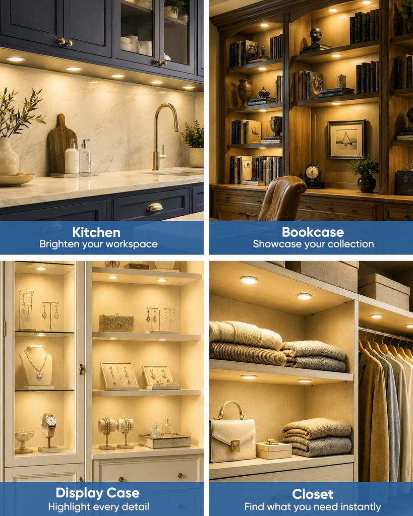 Under Cabinet Lights Plug in with Wired Touch Dimmer Switch,Recessed or Surface Mount,Natural White 3000K 12V 2W(12W
