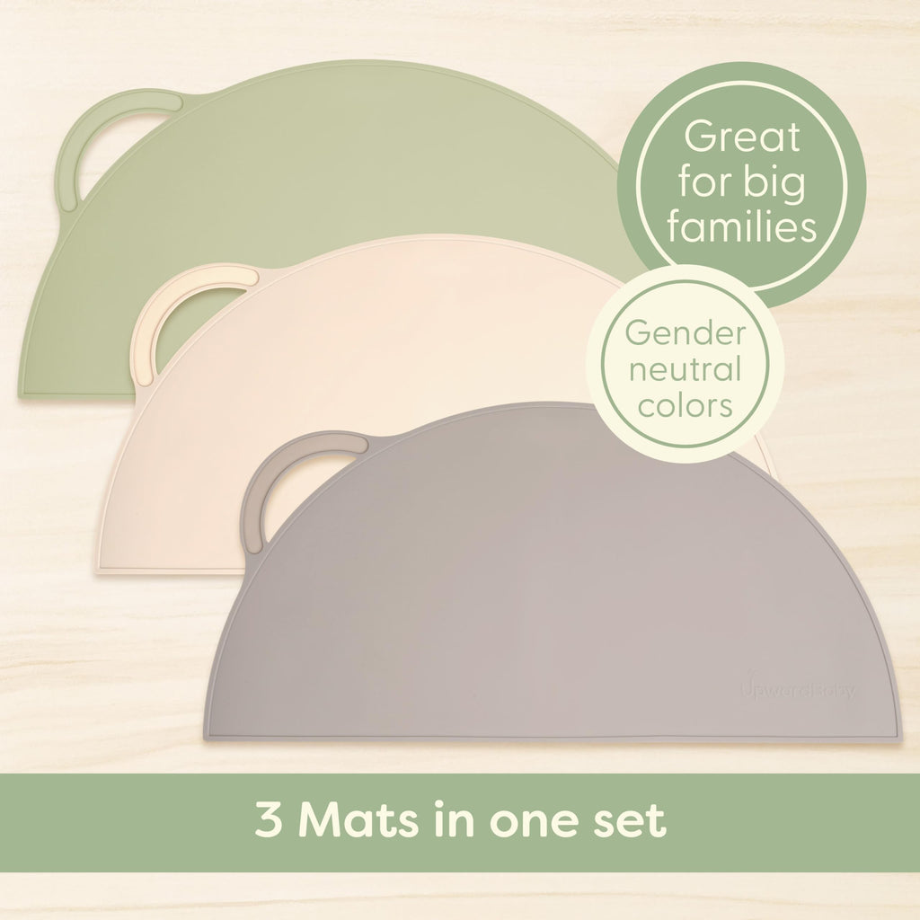 Silicone Suction Placemats, 3-Pack, Non-Slip Baby Feeding Mats