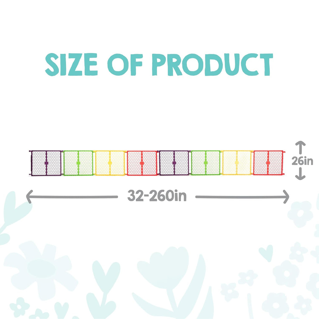 Safety 260" Super Wide Baby Gate & 8-Panel Playpen, 2-in-1 Convertible Baby Play Yard, Large Foldable Play Pen for